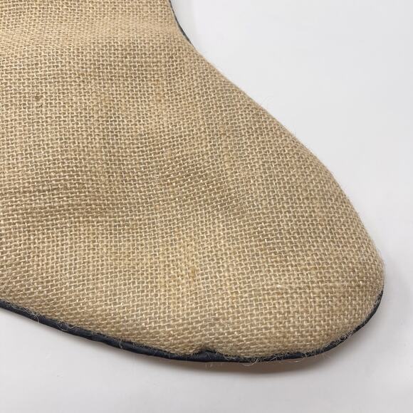 Storehouse Burlap Mr & Mrs Holiday Christmas Stockings Set of 2 Beige Black Trim - Picture 4 of 12